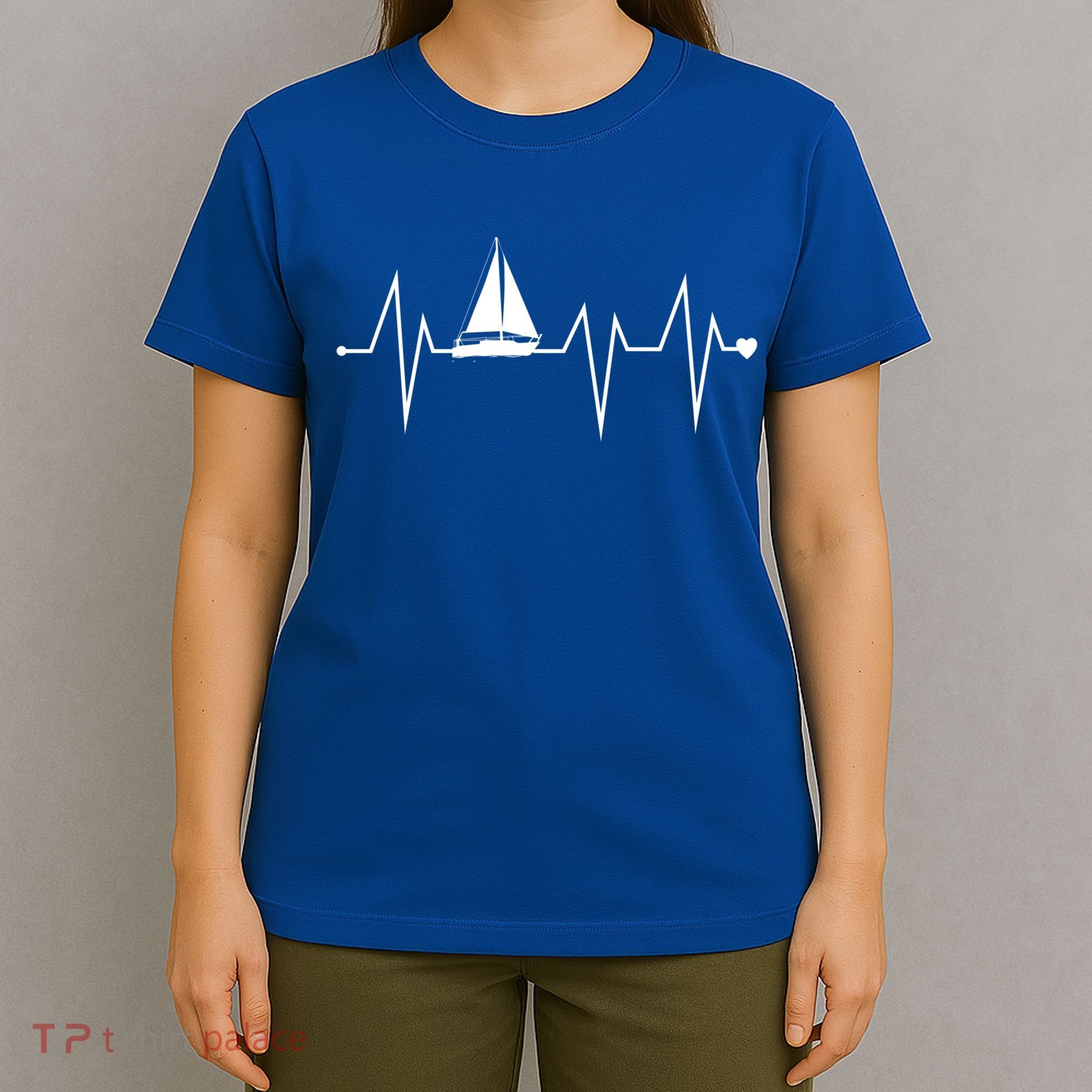 Funny Sailing Sailboat Sailor Heartbeat Heart Pulse Rate Ekg Gift T-Shirt