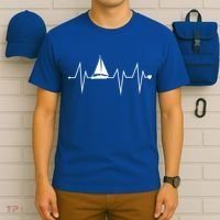 Funny Sailing Sailboat Sailor Heartbeat Heart Pulse Rate Ekg Gift T-Shirt thumb 6