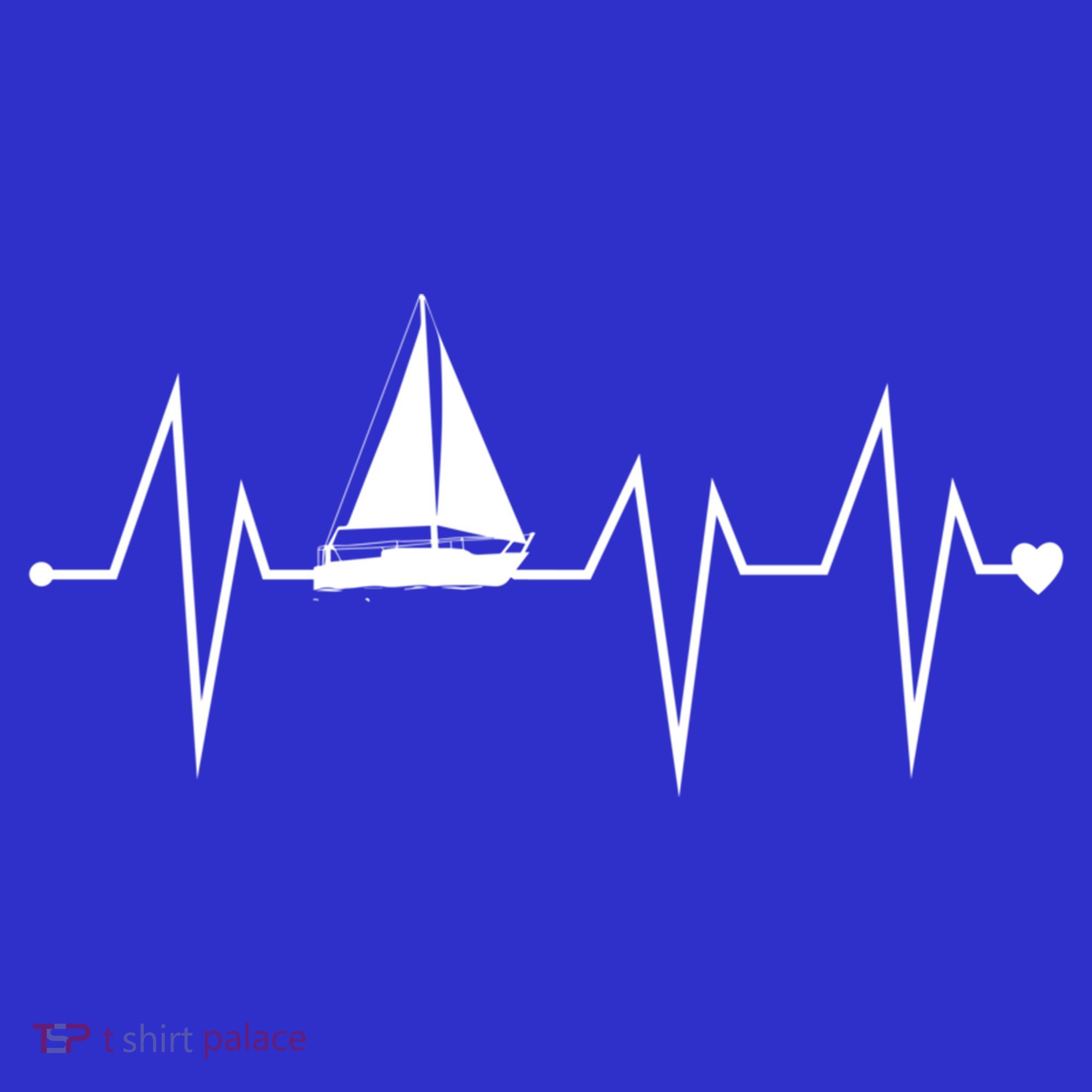 Funny Sailing Sailboat Sailor Heartbeat Heart Pulse Rate Ekg Gift T-Shirt