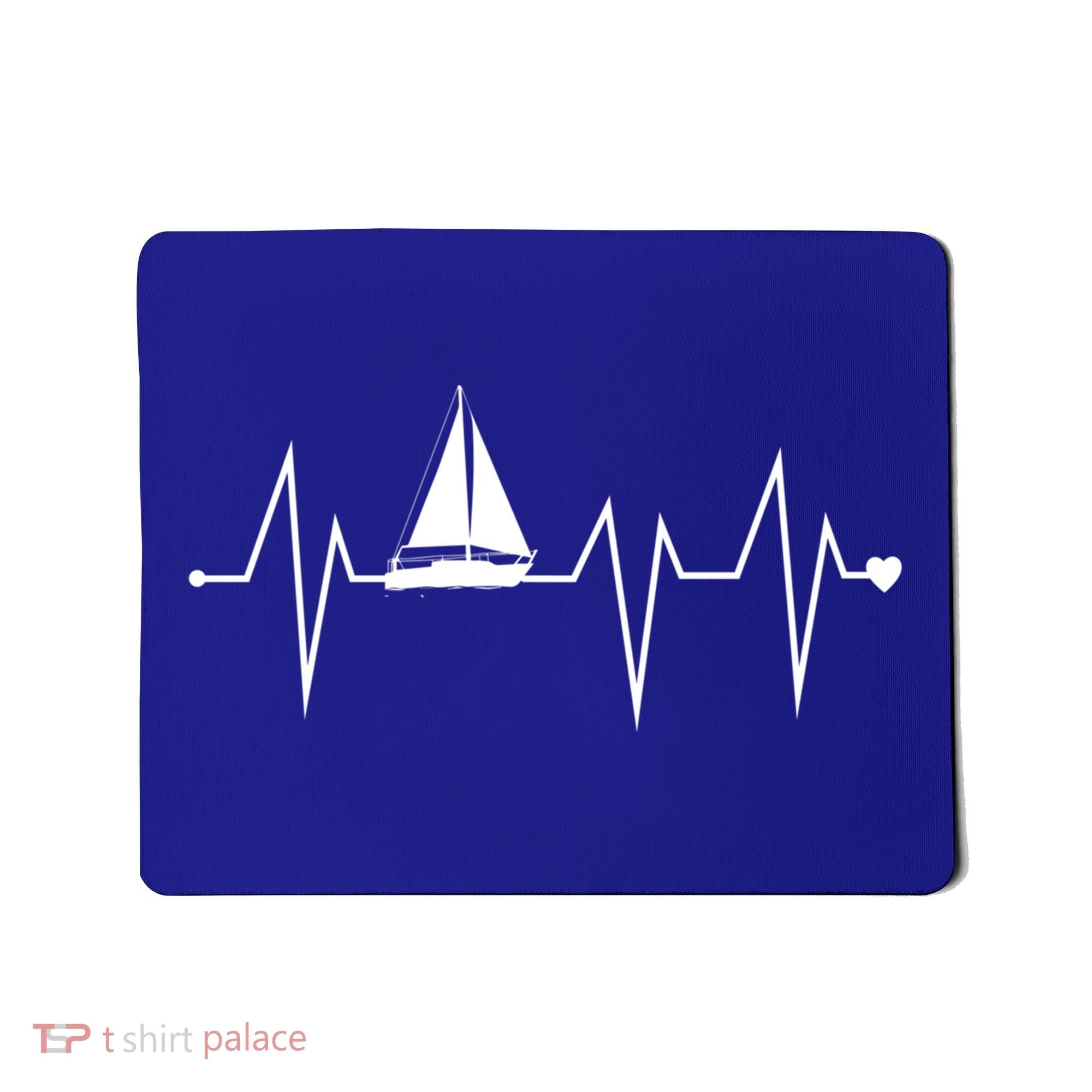 Funny Sailing Sailboat Sailor Heartbeat Heart Pulse Rate Ekg Gift Mousepad
