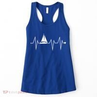 Funny Sailing Sailboat Sailor Heartbeat Heart Pulse Rate Ekg Gift Women's Tank Top thumb 0