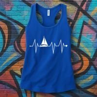 Funny Sailing Sailboat Sailor Heartbeat Heart Pulse Rate Ekg Gift Women's Tank Top thumb 3