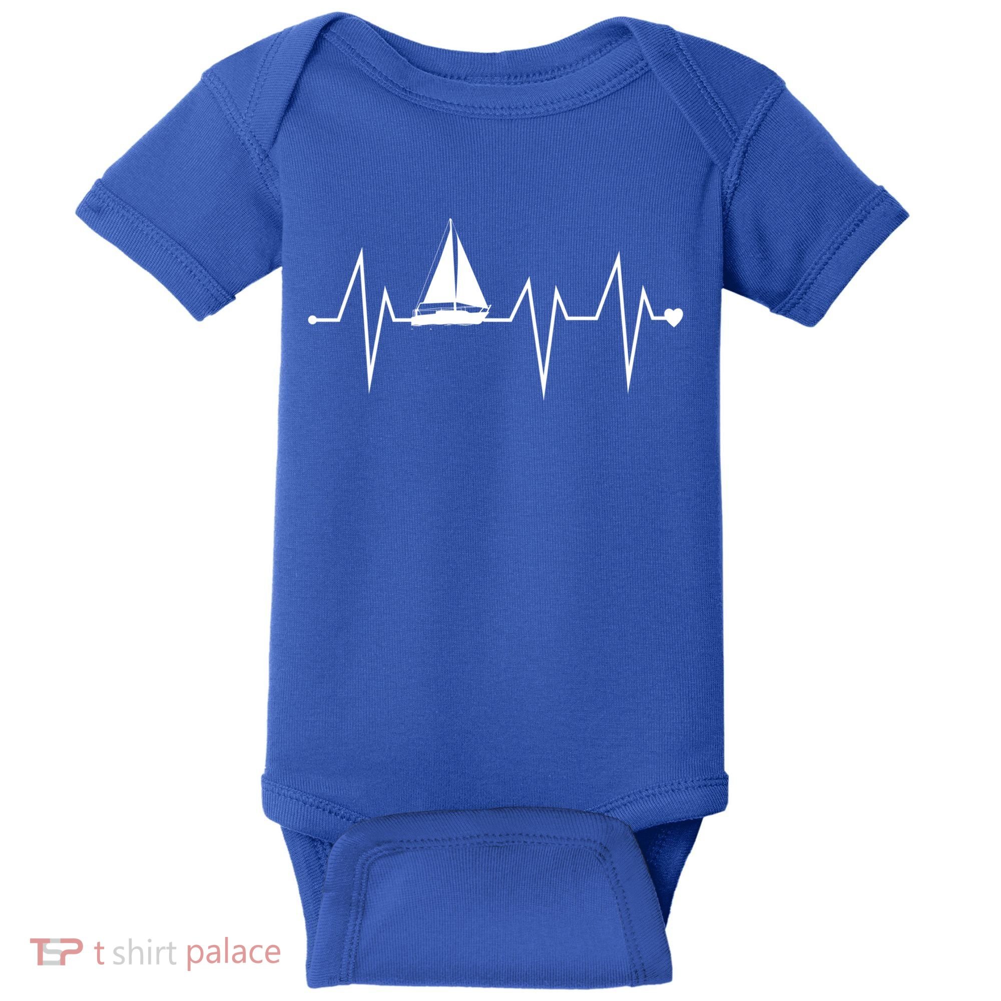 Funny Sailing Sailboat Sailor Heartbeat Heart Pulse Rate Ekg Gift Baby Bodysuit