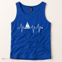 Funny Sailing Sailboat Sailor Heartbeat Heart Pulse Rate Ekg Gift Tank Top thumb 2
