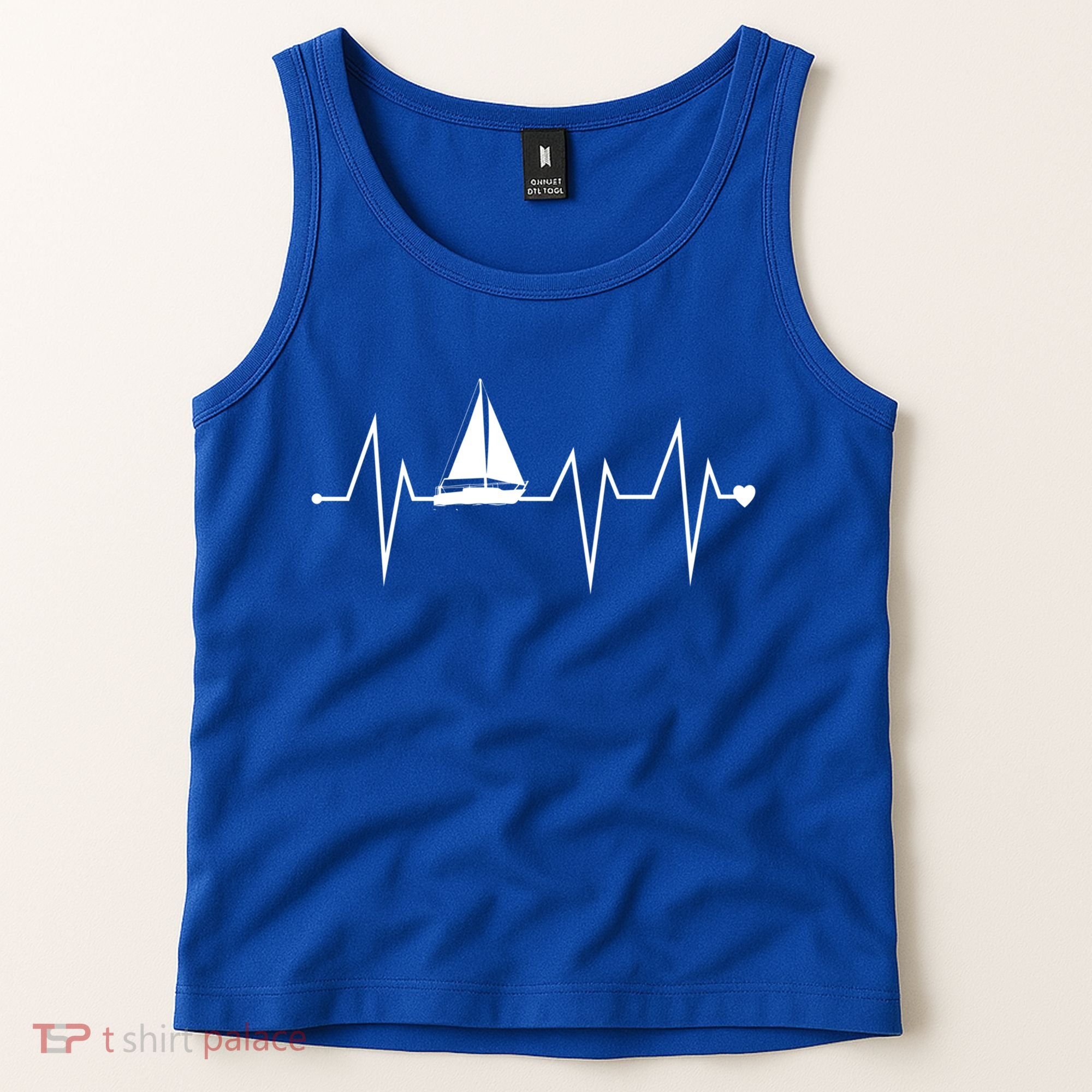 Funny Sailing Sailboat Sailor Heartbeat Heart Pulse Rate Ekg Gift Tank Top