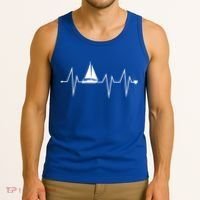Funny Sailing Sailboat Sailor Heartbeat Heart Pulse Rate Ekg Gift Tank Top thumb 3