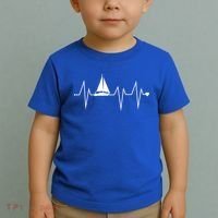 Funny Sailing Sailboat Sailor Heartbeat Heart Pulse Rate Ekg Gift Toddler T-Shirt thumb 2
