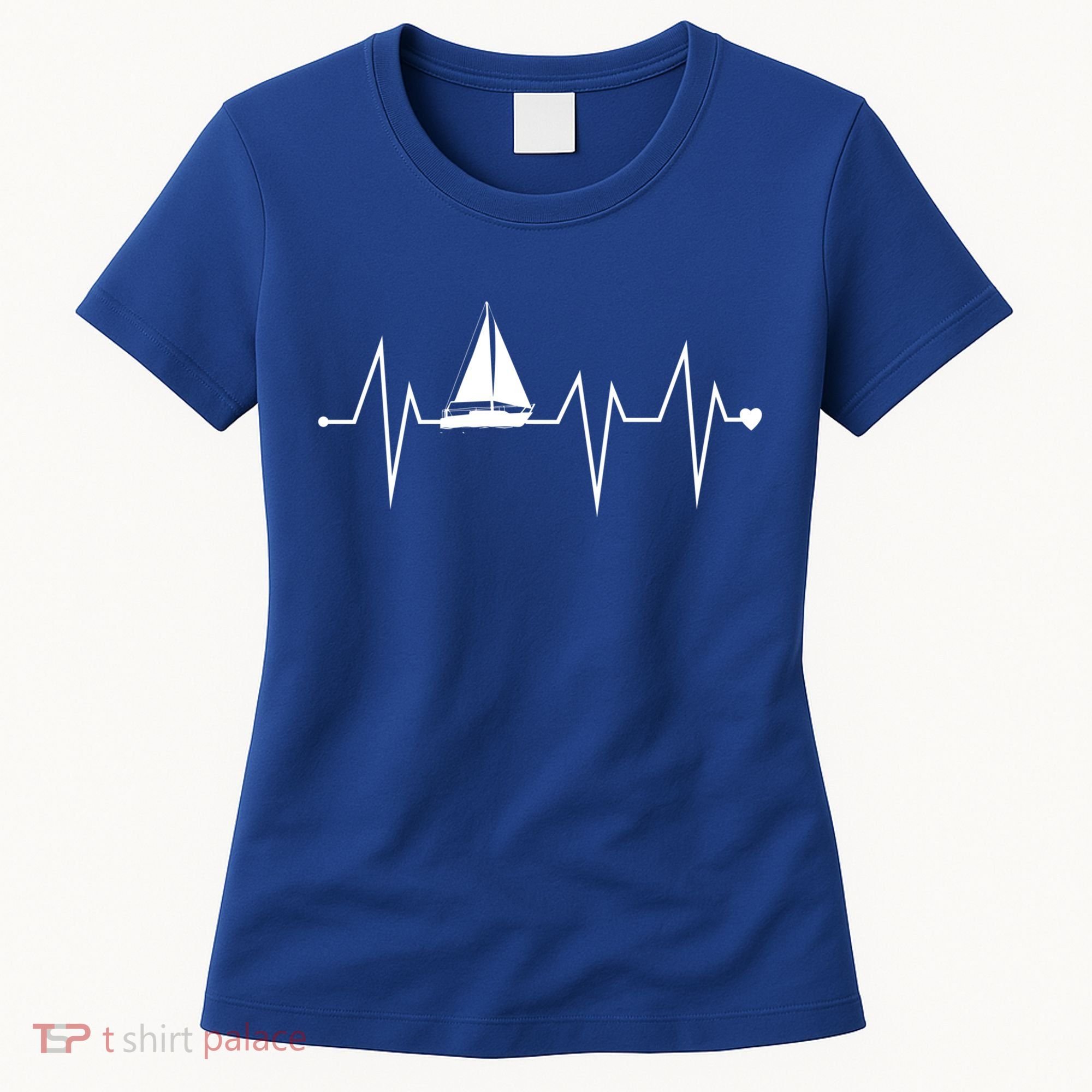 Funny Sailing Sailboat Sailor Heartbeat Heart Pulse Rate Ekg Gift Women's T-Shirt