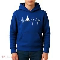 Funny Sailing Sailboat Sailor Heartbeat Heart Pulse Rate Ekg Gift Kids Hoodie thumb 4