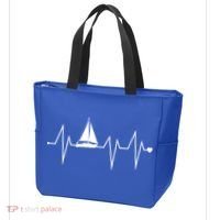 Funny Sailing Sailboat Sailor Heartbeat Heart Pulse Rate Ekg Gift Tote Bag thumb 3
