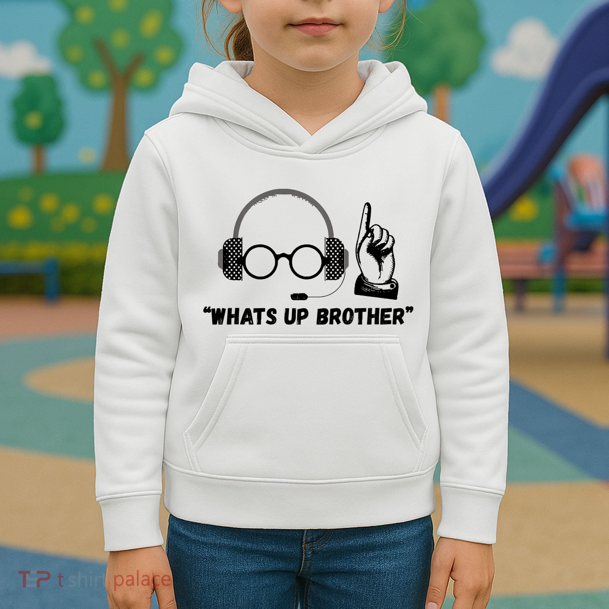 Funny Sketch Streamer Whats Up Brother Kids Hoodie