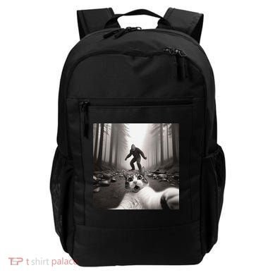 Funny Surprised Scared Cat Selfie With Sasquatsch Bigfoot Backpack