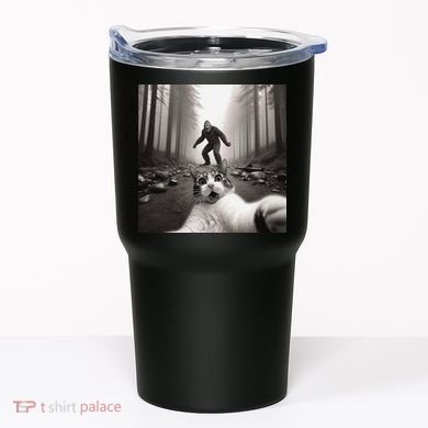 Funny Surprised Scared Cat Selfie With Sasquatsch Bigfoot Tumbler
