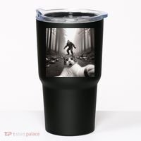 Funny Surprised Scared Cat Selfie With Sasquatsch Bigfoot Tumbler thumb 0