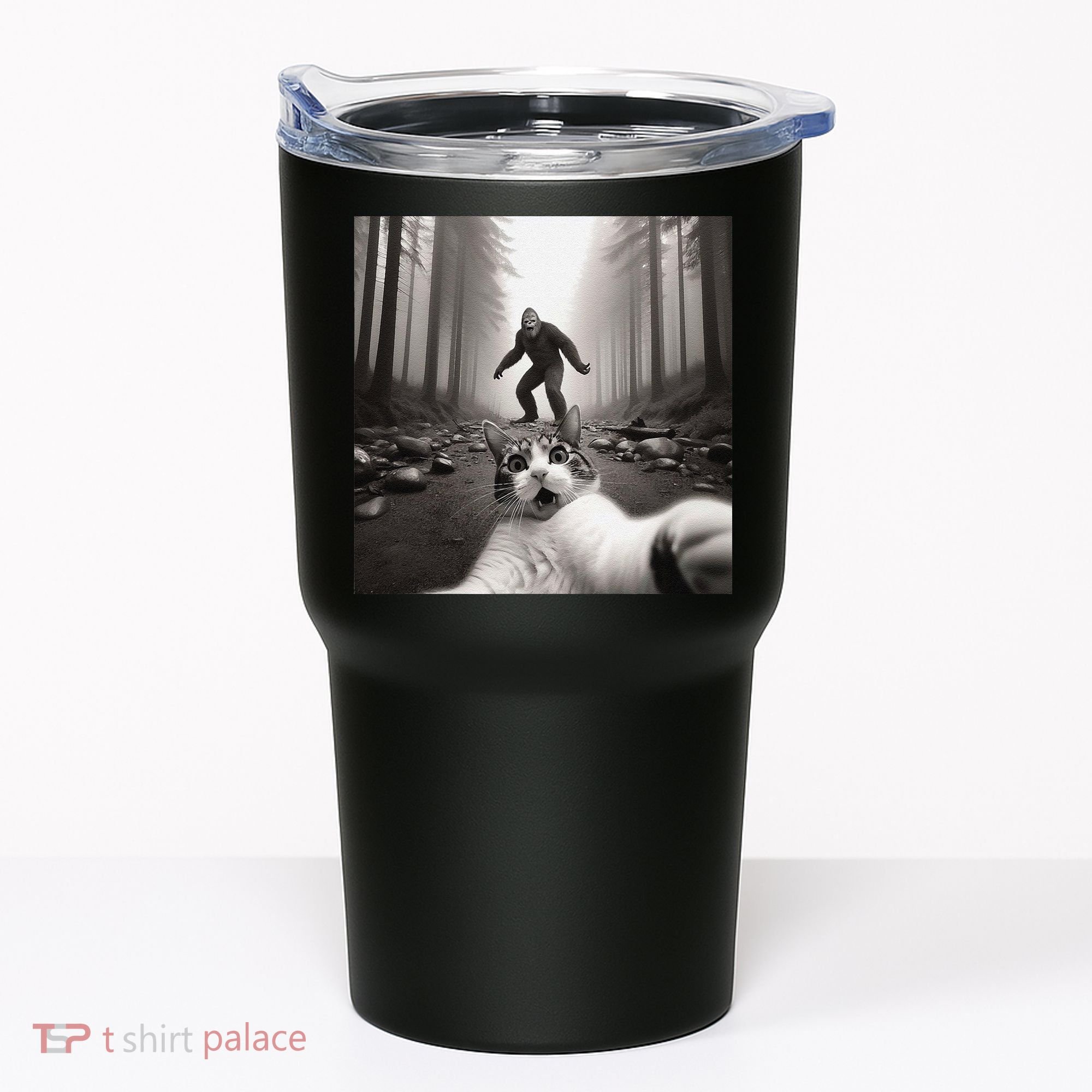 Funny Surprised Scared Cat Selfie With Sasquatsch Bigfoot Tumbler