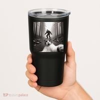 Funny Surprised Scared Cat Selfie With Sasquatsch Bigfoot Tumbler thumb 2