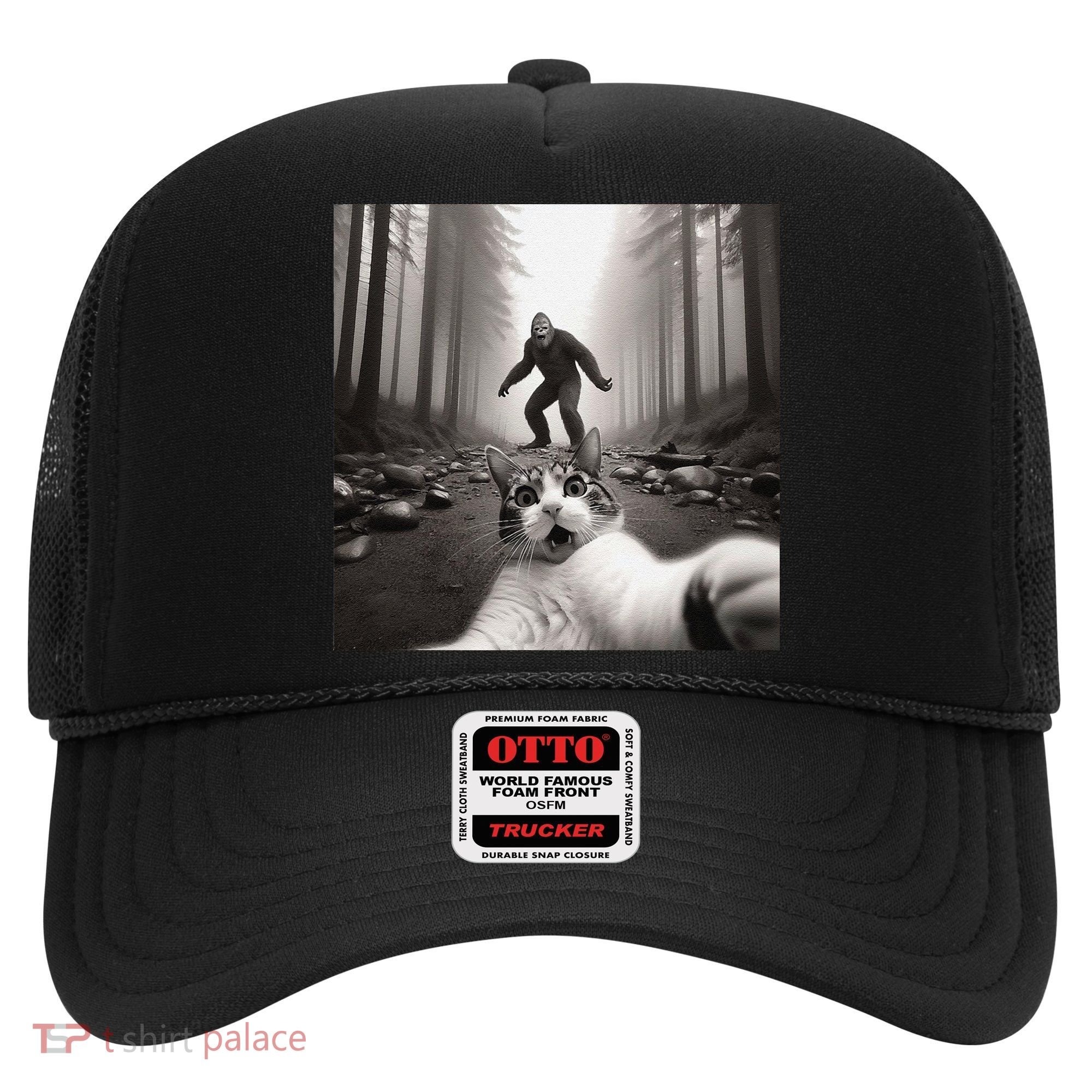 Funny Surprised Scared Cat Selfie With Sasquatsch Bigfoot Hat