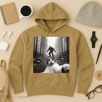 Funny Surprised Scared Cat Selfie With Sasquatsch Bigfoot Hoodie thumb 3