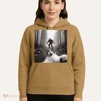 Funny Surprised Scared Cat Selfie With Sasquatsch Bigfoot Hoodie thumb 5