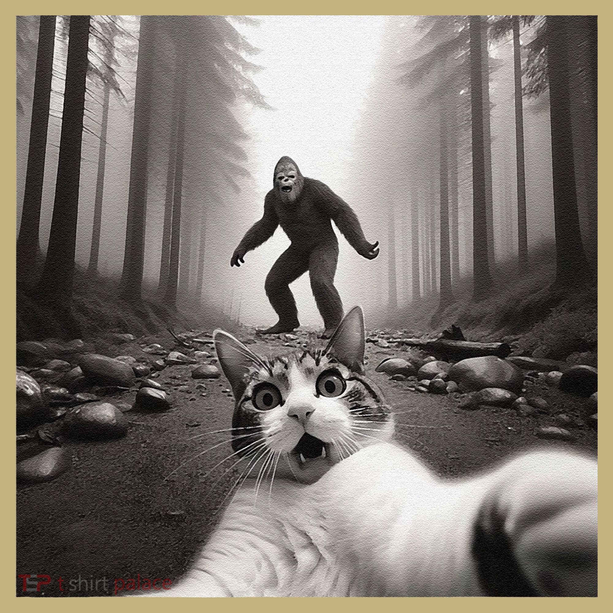 Funny Surprised Scared Cat Selfie With Sasquatsch Bigfoot Polo