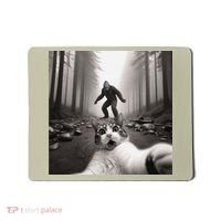 Funny Surprised Scared Cat Selfie With Sasquatsch Bigfoot Mousepad thumb 0