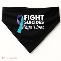 Fight Suicides Save Lives Ribbon Awareness USA-Made Doggie Bandana thumb 0