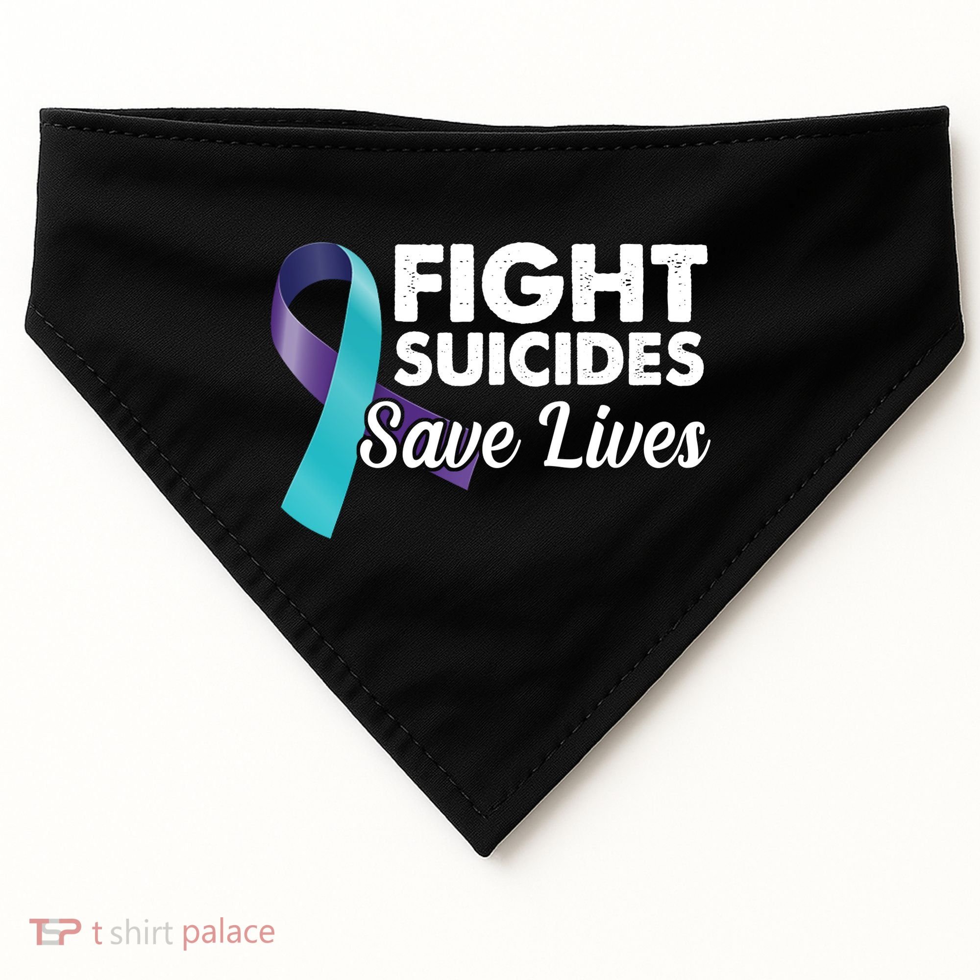 Fight Suicides Save Lives Ribbon Awareness USA-Made Doggie Bandana