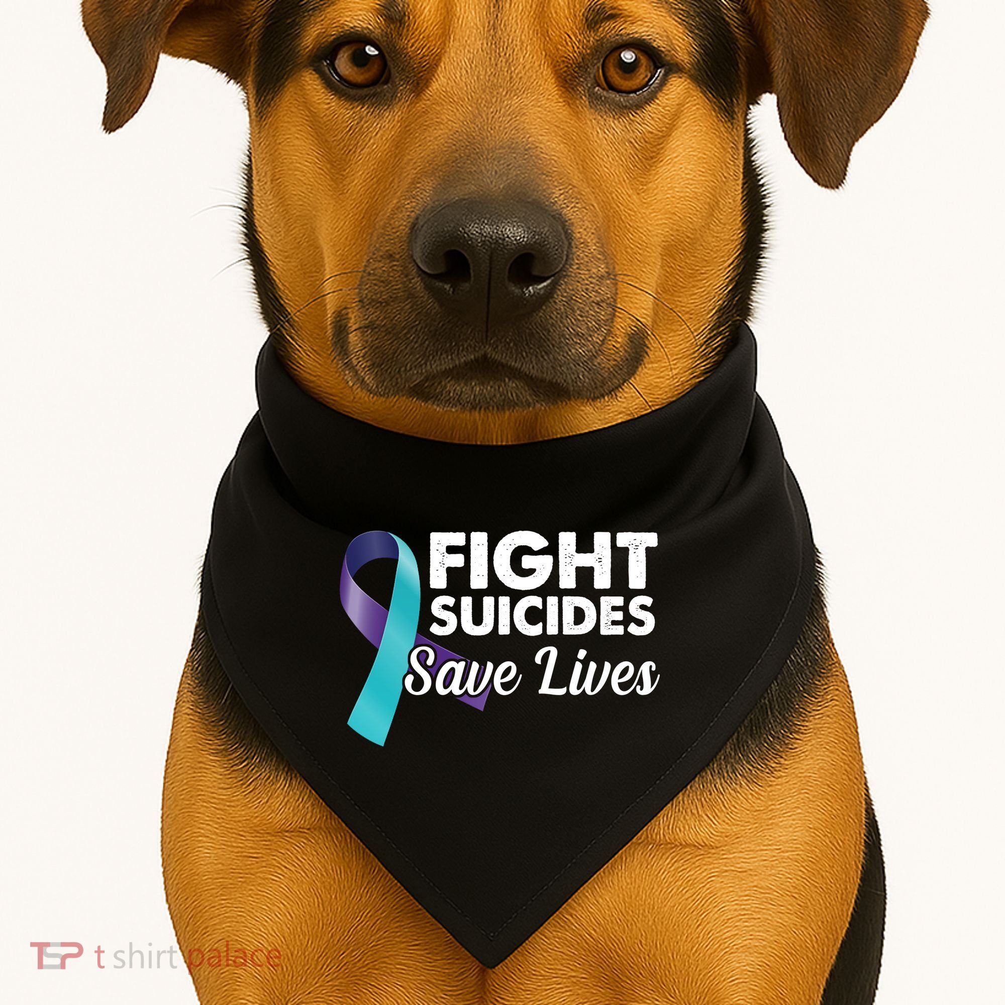 Fight Suicides Save Lives Ribbon Awareness USA-Made Doggie Bandana