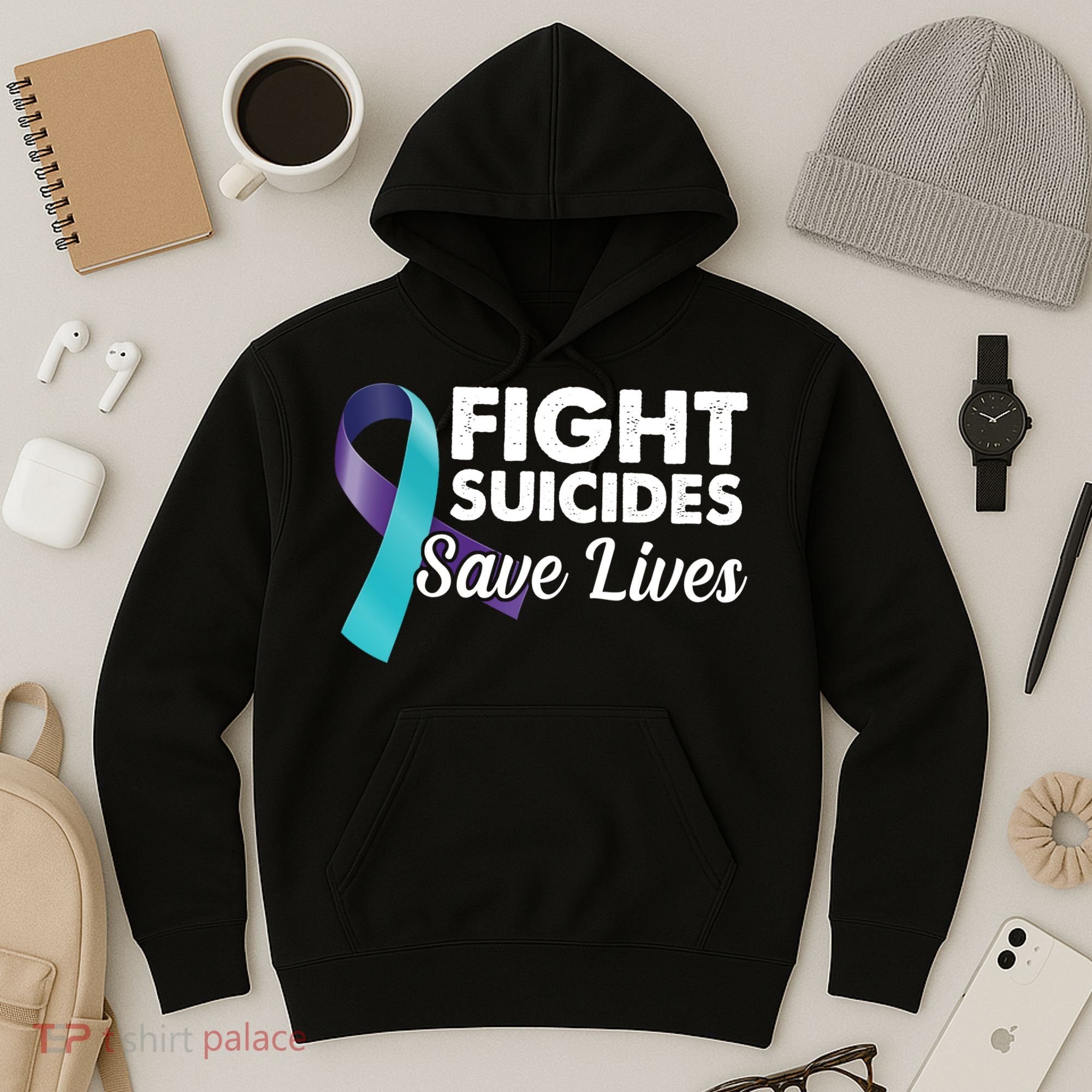 Fight Suicides Save Lives Ribbon Awareness Hoodie