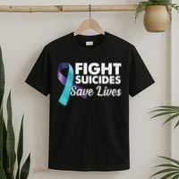 Fight Suicides Save Lives Ribbon Awareness T-Shirt thumb 2