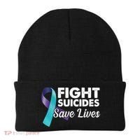 Fight Suicides Save Lives Ribbon Awareness Beanie thumb 0
