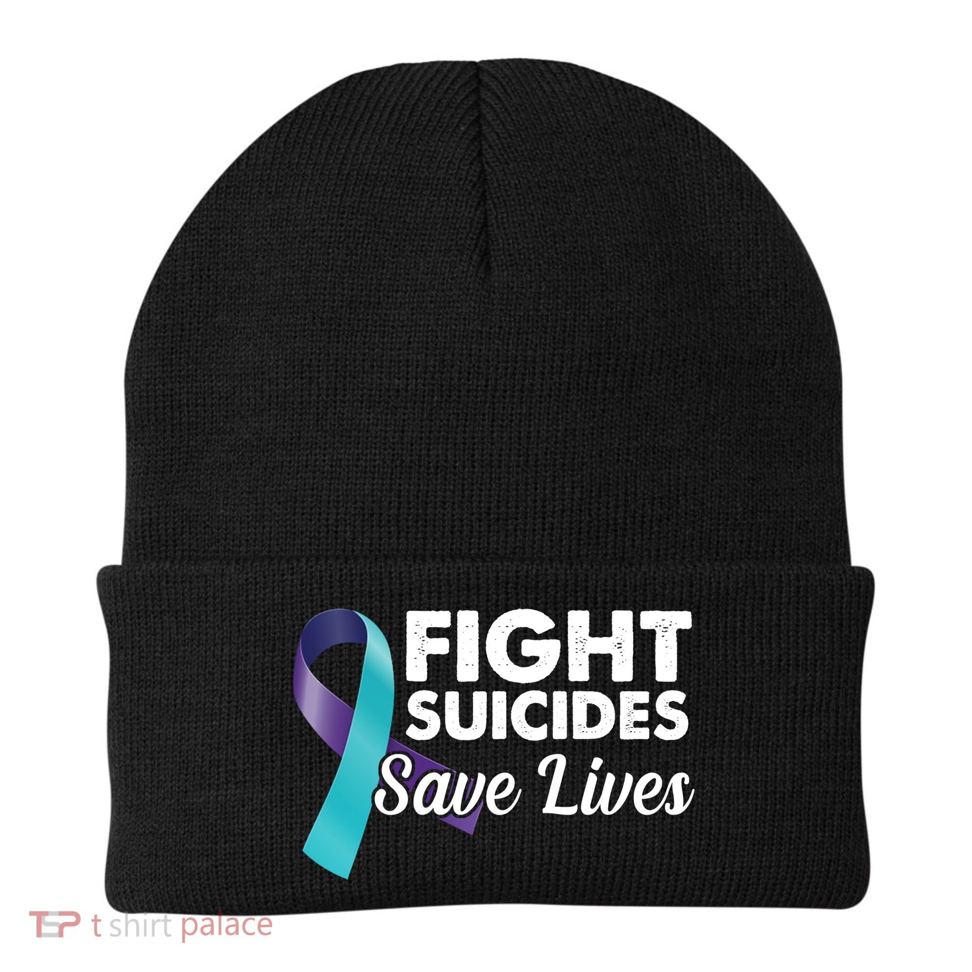 Fight Suicides Save Lives Ribbon Awareness Beanie