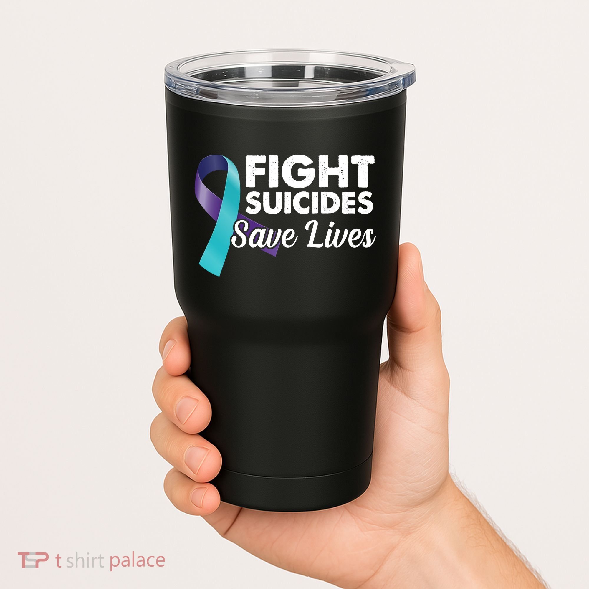 Fight Suicides Save Lives Ribbon Awareness Tumbler