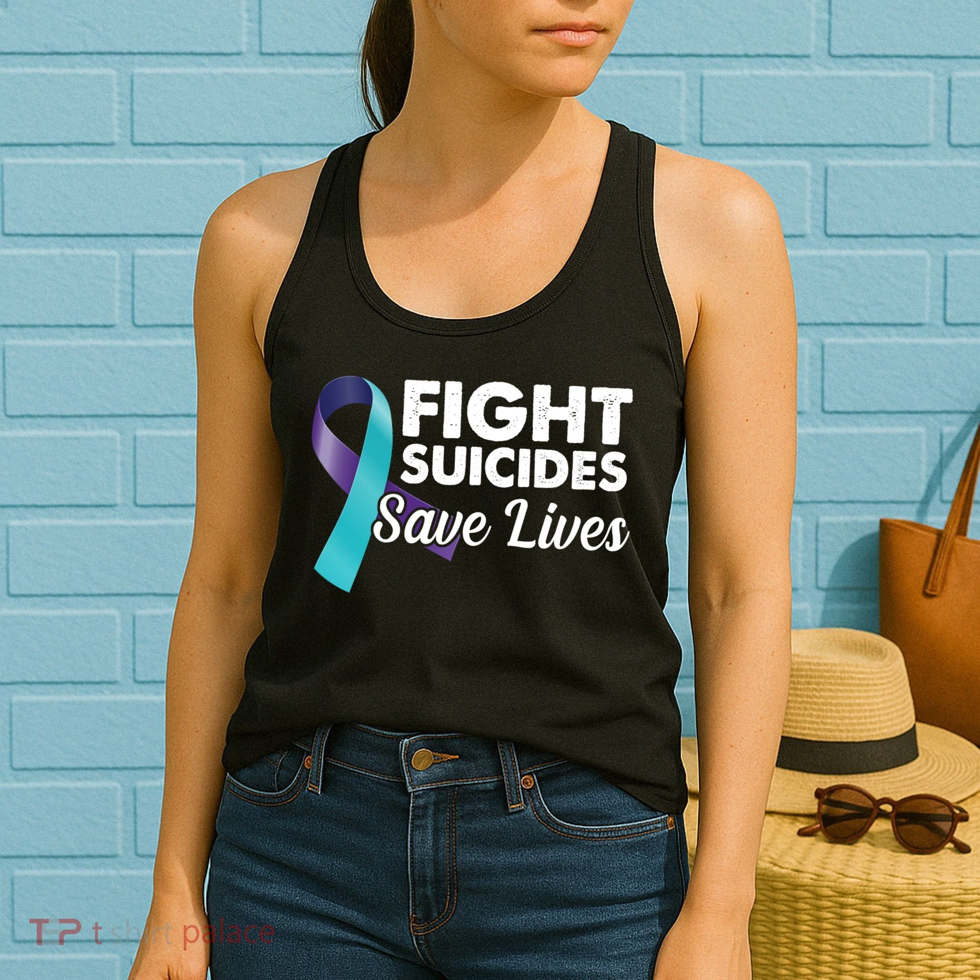 Fight Suicides Save Lives Ribbon Awareness Women's Tank Top