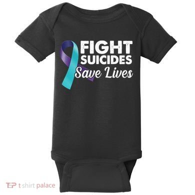 Fight Suicides Save Lives Ribbon Awareness Baby Bodysuit