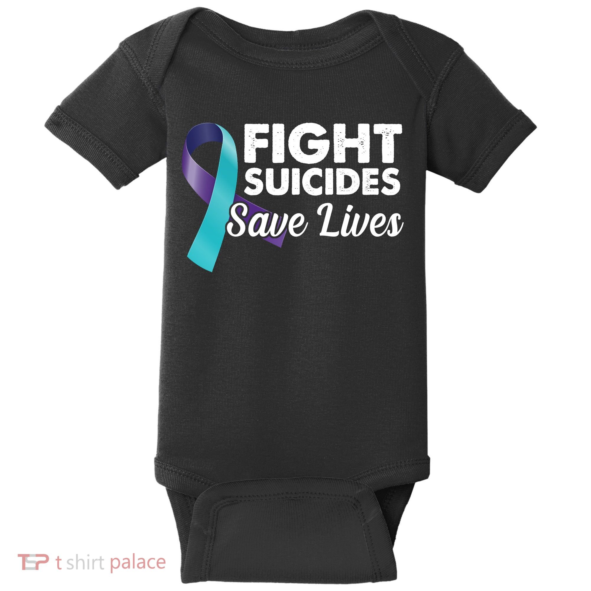 Fight Suicides Save Lives Ribbon Awareness Baby Bodysuit