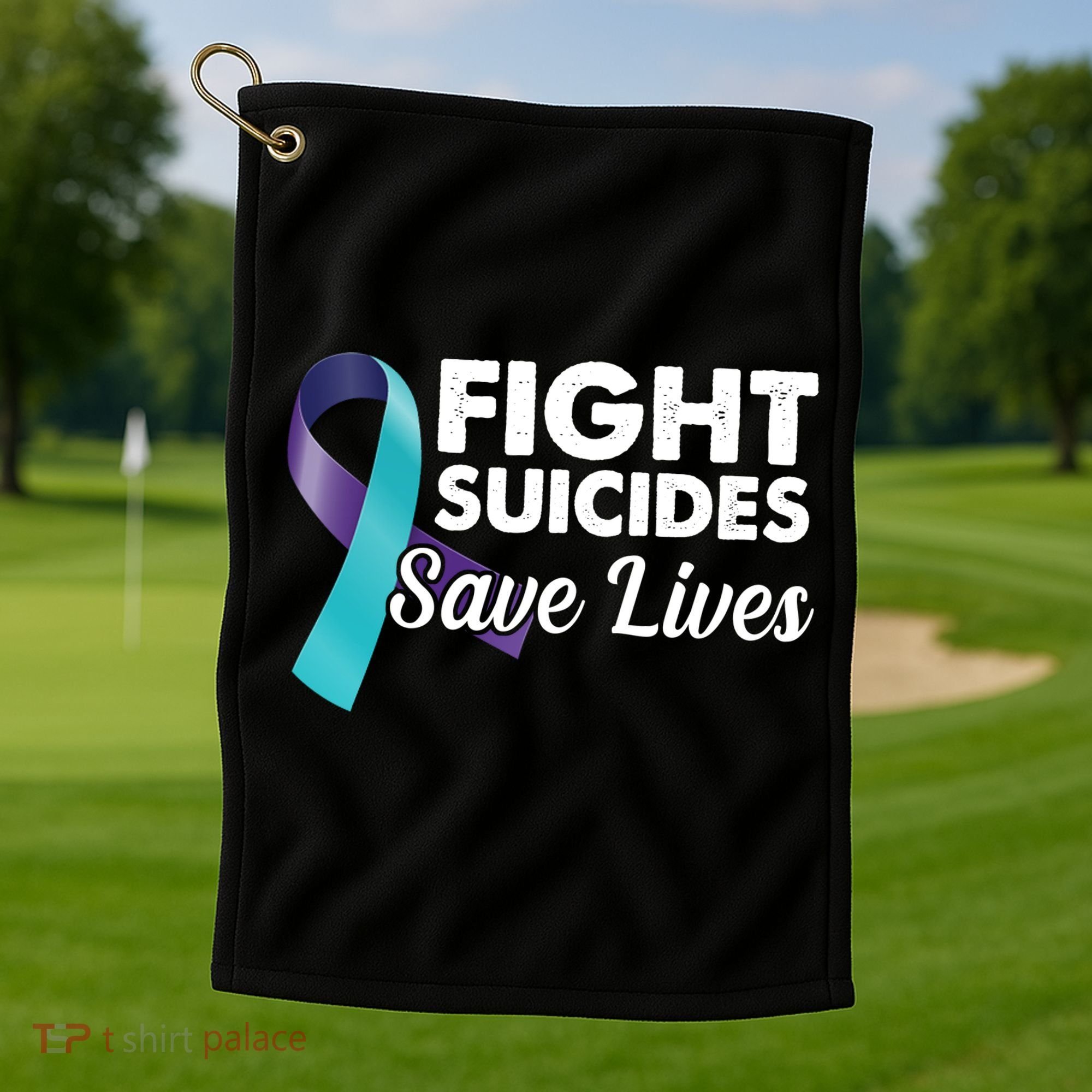 Fight Suicides Save Lives Ribbon Awareness Golf Towel