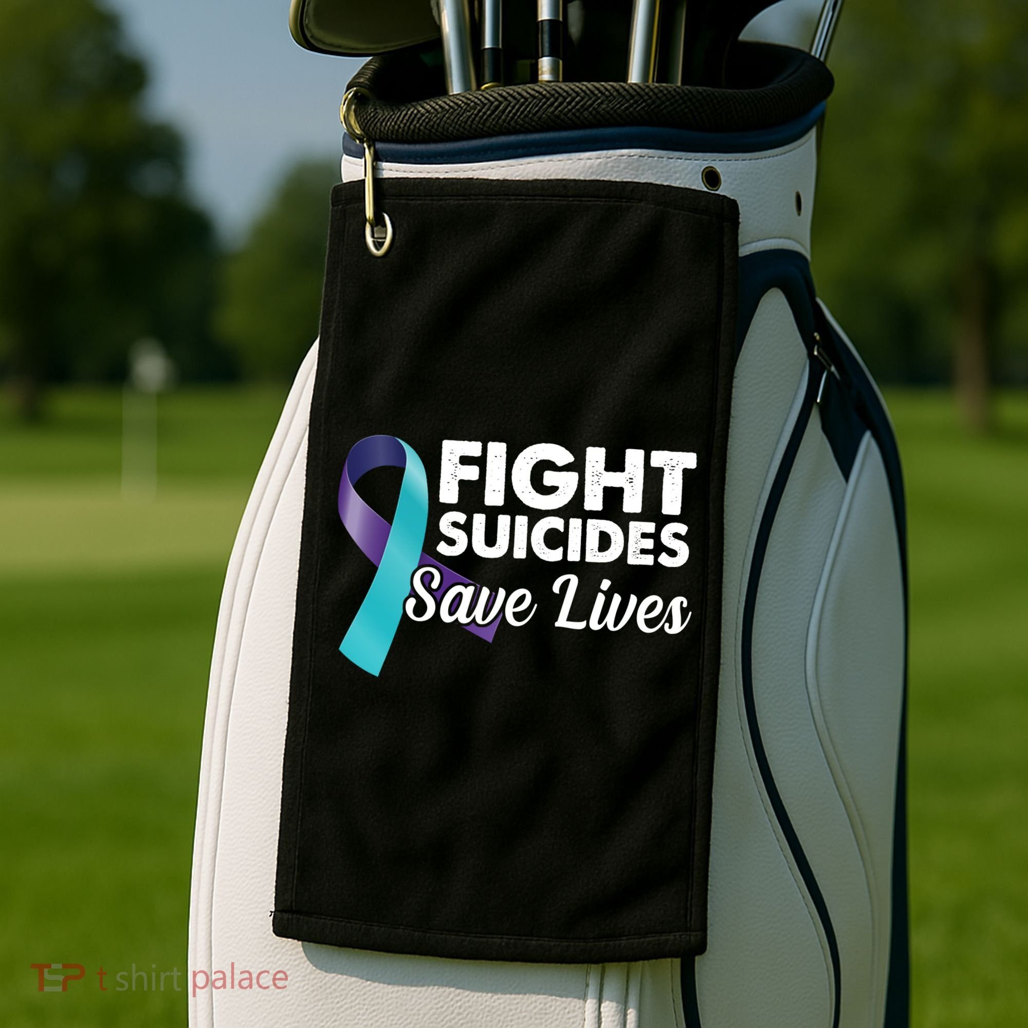 Fight Suicides Save Lives Ribbon Awareness Golf Towel
