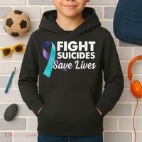 Fight Suicides Save Lives Ribbon Awareness Kids Hoodie thumb 2