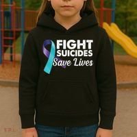 Fight Suicides Save Lives Ribbon Awareness Kids Hoodie thumb 3