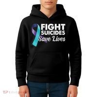 Fight Suicides Save Lives Ribbon Awareness Kids Hoodie thumb 4