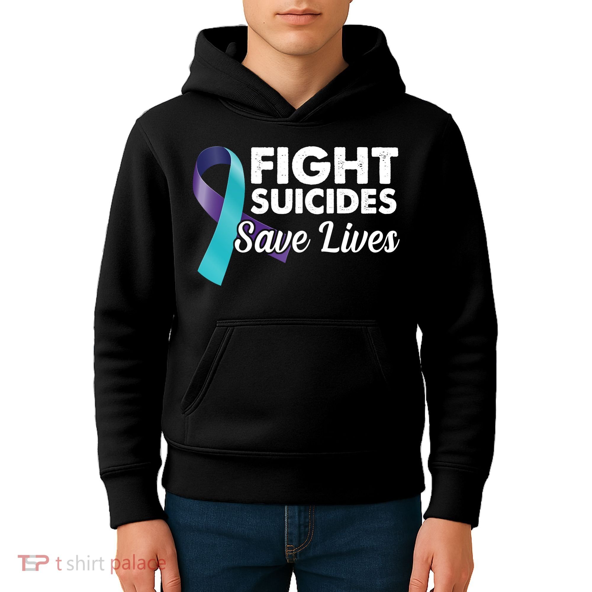 Fight Suicides Save Lives Ribbon Awareness Kids Hoodie