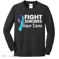Fight Suicides Save Lives Ribbon Awareness Kids Long Sleeve Shirt thumb 0