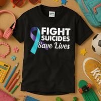 Fight Suicides Save Lives Ribbon Awareness Kids T-Shirt thumb 3