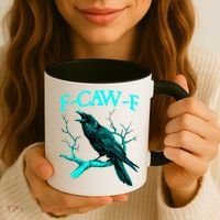 Funny Sarcastic Sarcasm Black Crow, F-Caw-F Black Bird Coffee Mug thumb 3