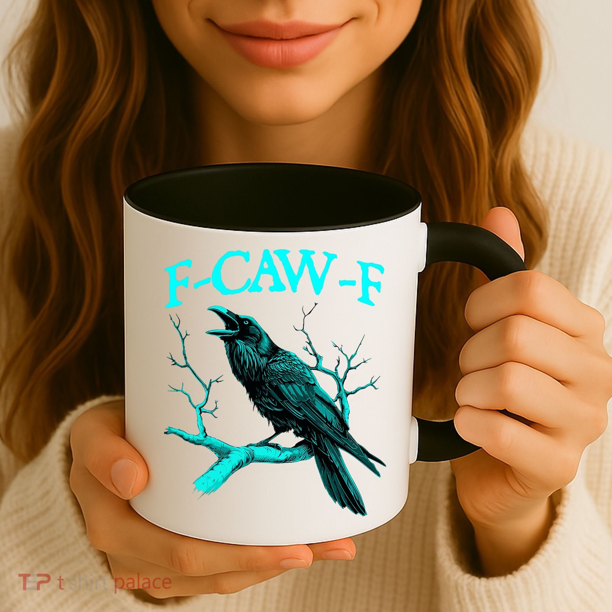 Funny Sarcastic Sarcasm Black Crow, F-Caw-F Black Bird Coffee Mug