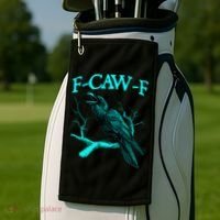 Funny Sarcastic Sarcasm Black Crow, F-Caw-F Black Bird Golf Towel thumb 2