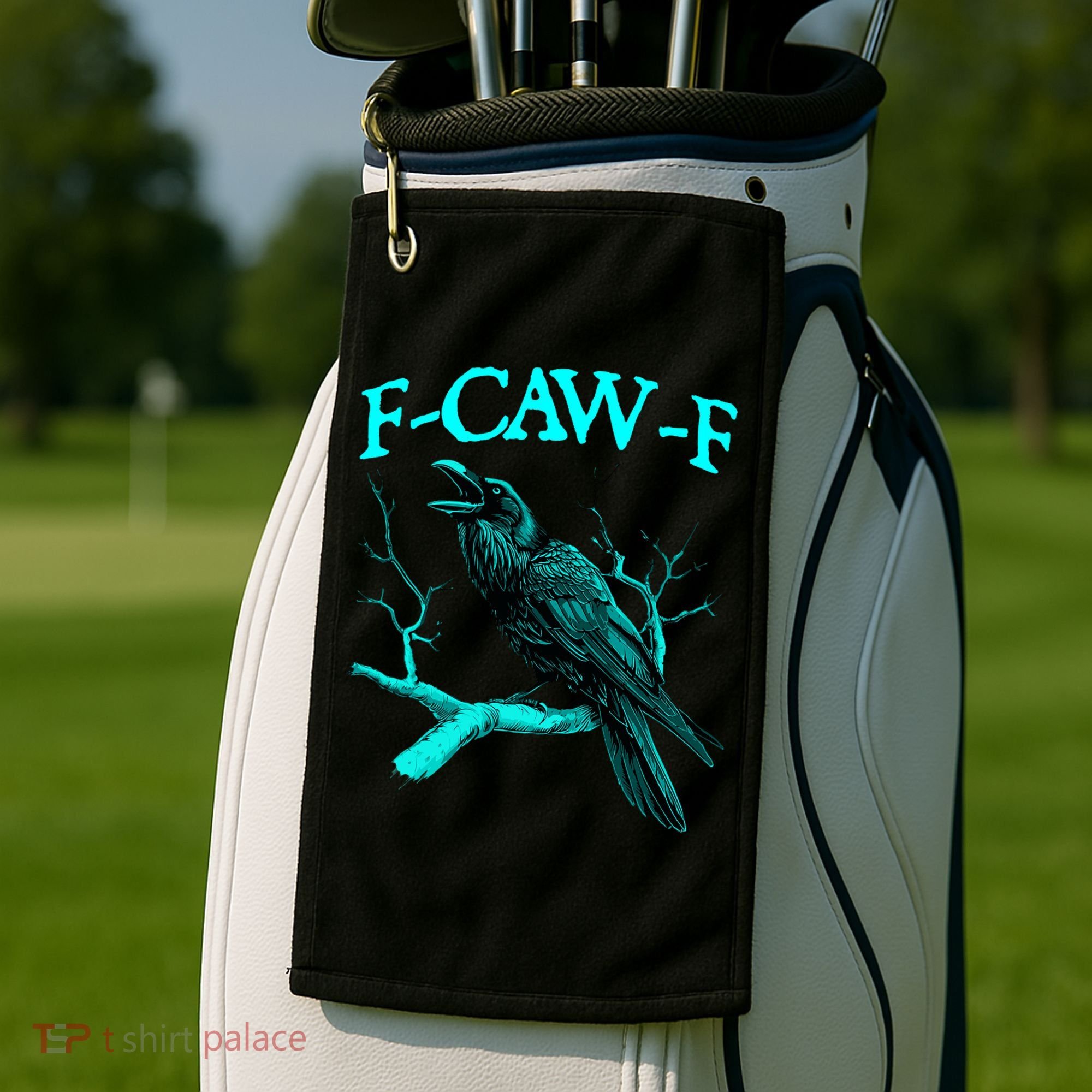Funny Sarcastic Sarcasm Black Crow, F-Caw-F Black Bird Golf Towel