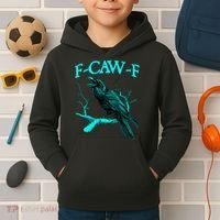Funny Sarcastic Sarcasm Black Crow, F-Caw-F Black Bird Kids Hoodie thumb 2
