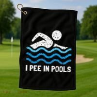 Funny Swimmer Swimming I Pee In Pools Golf Towel thumb 1